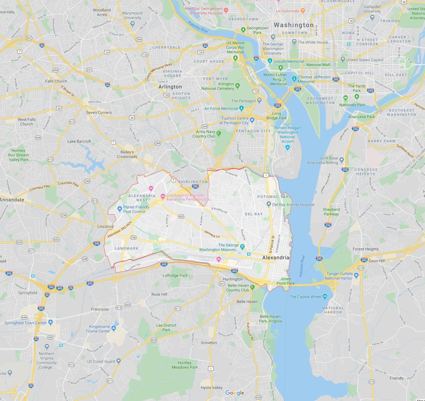 Northern Virginia service area map